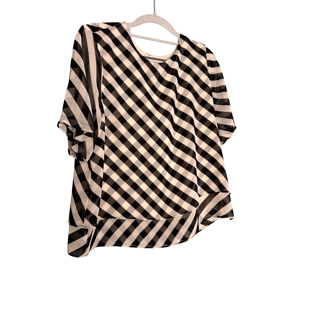 Halogen striped double‎ layer blouse in rich black